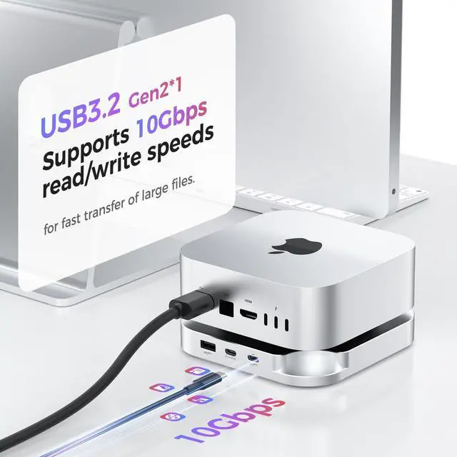 Alt view image 3 of 5 - Mac Mini M4 Dock with 10Gbps CFexpress Type A/Type B Card Slot and NEWQ Dual USB C USB A 3.0 Hub
