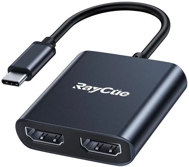 Main image of RayCue USB-C to Dual HDMI Adapter 4K@60Hz, Type-C to HDMI Converter for Dual Monitors, USB-C Hub for MacBook/Laptop/HP/Dell/Surface/Lenovo/Thinkpad/Chromebook