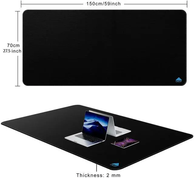 Alt view image 2 of 5 - Cacoy 59"x27.5" Large Gaming Mouse Pad XXXL, Extended Mega Size Professional Mouse Mat Desk Mat for Full Desk, Non-Slip Mousepad with Special-Textured Surface, Anti-Fray Stitched Edges Desk Pad, Black