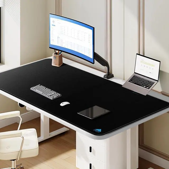 Alt view image 3 of 5 - Cacoy 59"x27.5" Large Gaming Mouse Pad XXXL, Extended Mega Size Professional Mouse Mat Desk Mat for Full Desk, Non-Slip Mousepad with Special-Textured Surface, Anti-Fray Stitched Edges Desk Pad, Black