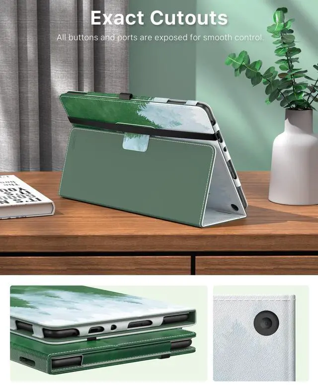 Alt view image 5 of 5 - MoKo Case Fits All-New Kindle Fire HD 10 & 10 Plus Tablet (13th/11th Generation, 2023/2021 Release) 10.1" - Slim Folding Stand Cover with Auto Wake/Sleep, Dark Green Forest