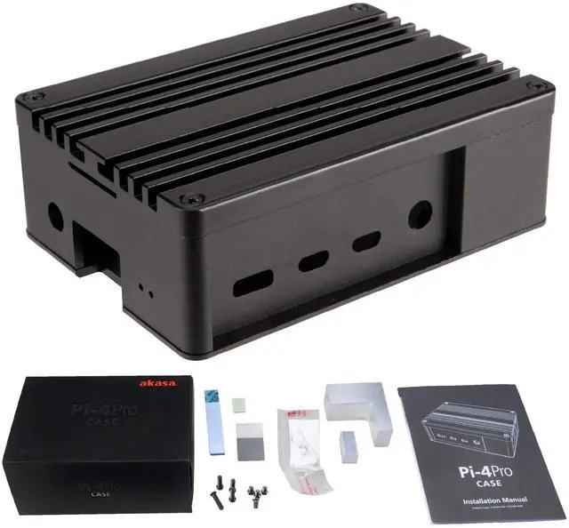 Main image of Akasa Pi-4 Pro, Pure Aluminum Raspberry Pi 4 Armor Case, Zero-Noise Passive Cooling Rpi 4 Case, Raspberry Pi 4 Heatsink for Raspberry Pi 4 Model B, Thermal Kit Included, A-RA08-M2B