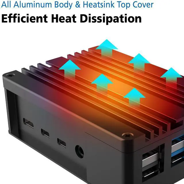 Alt view image 3 of 5 - Akasa Pi-4 Pro, Pure Aluminum Raspberry Pi 4 Armor Case, Zero-Noise Passive Cooling Rpi 4 Case, Raspberry Pi 4 Heatsink for Raspberry Pi 4 Model B, Thermal Kit Included, A-RA08-M2B