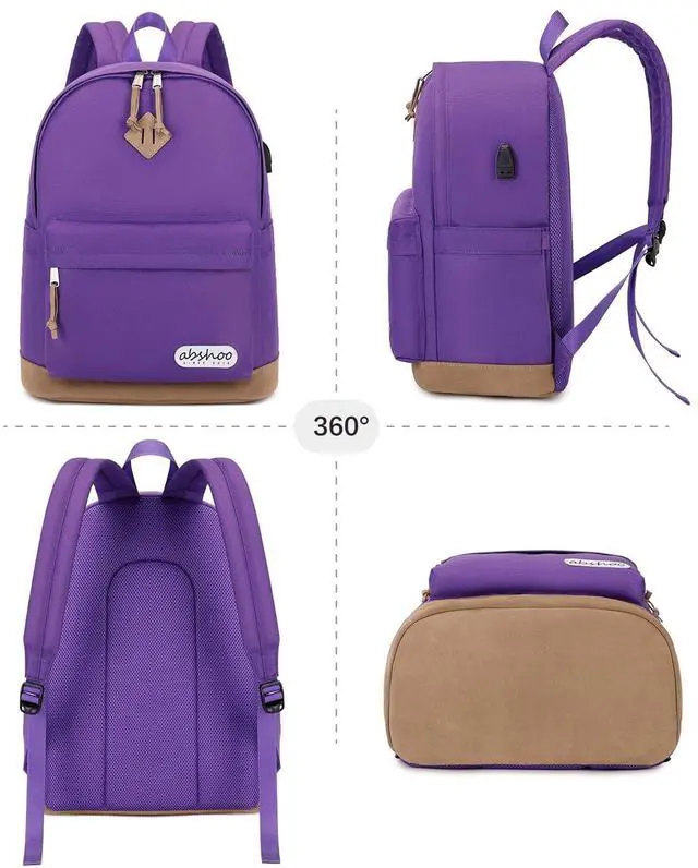 Alt view image 4 of 5 - abshoo Large Backpack For School Teen Gilrs Womens College Middle High School Bookbag (Purple)
