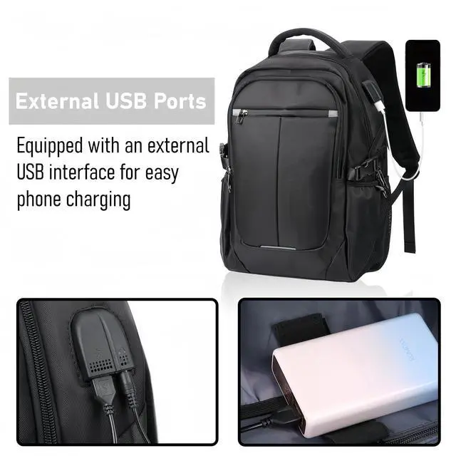 Alt view image 2 of 5 - AJXIN Travel Business Water Resistant Laptop Backpack, With External Usb Charging and Earphone Port School Bookbag, Can Accommodate 15.6-inch for Women and Men Laptops red