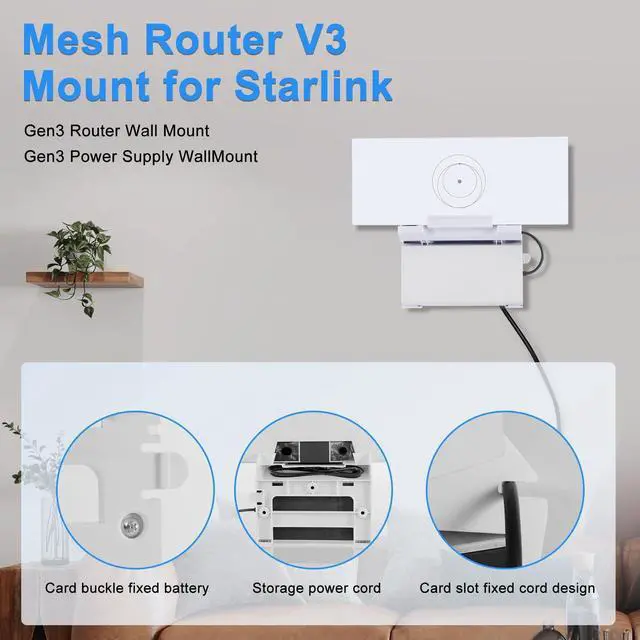 Alt view image 3 of 5 - 2-in-1 Starlink Router Wall Mount for Gen 3, Starlink Standard V3 Mesh Router Wall Mount & Starlink Power Supply Holder, Starlink Mounting Kit, Router Mounting Bracket for Starlink UTR-32