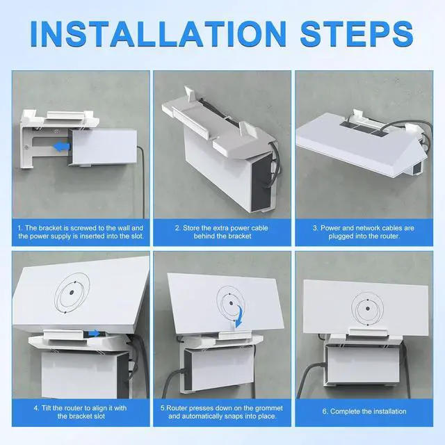 Alt view image 5 of 5 - 2-in-1 Starlink Router Wall Mount for Gen 3, Starlink Standard V3 Mesh Router Wall Mount & Starlink Power Supply Holder, Starlink Mounting Kit, Router Mounting Bracket for Starlink UTR-32