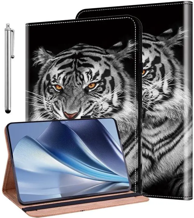 Main image of ALILANG Case for 7" Kindle Paperwhite 12th Gen 2024 Released & Kindle Colorsoft Signature Edition with Stylus, Shockproof Folding Stand Cover for Kindle Paperwhite 2024 Case-Black Tiger