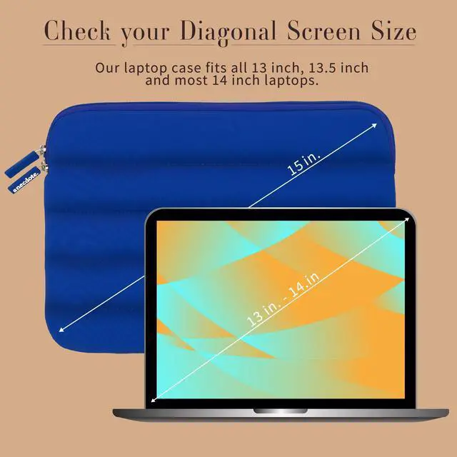Alt view image 3 of 5 - ANECDOTE Laptop Case 13-14 Inch - A Perfect Laptop Sleeve That is Compatible with MacBook Air/Pro and iPad Pro 12.9 - Fits in Your Bag, Made of 100% Nylon with Aesthetic Design (Royal Blue)