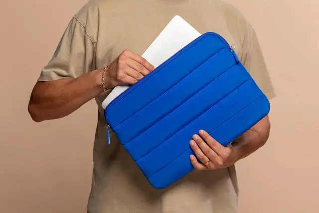 Alt view image 5 of 5 - ANECDOTE Laptop Case 13-14 Inch - A Perfect Laptop Sleeve That is Compatible with MacBook Air/Pro and iPad Pro 12.9 - Fits in Your Bag, Made of 100% Nylon with Aesthetic Design (Royal Blue)