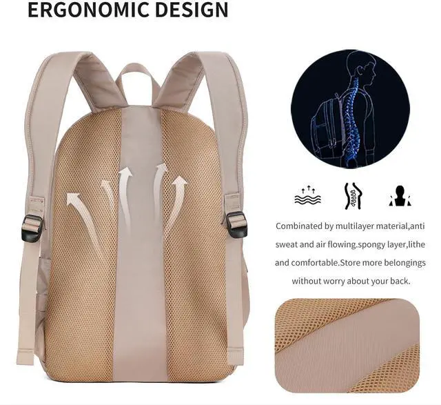 Alt view image 5 of 5 - AOKING Large Travel Backpack for Women, Lightweight Laptop Commuter Backpack, Stylish Daypacks for Work, Mochilas De Mujer(Khaki)