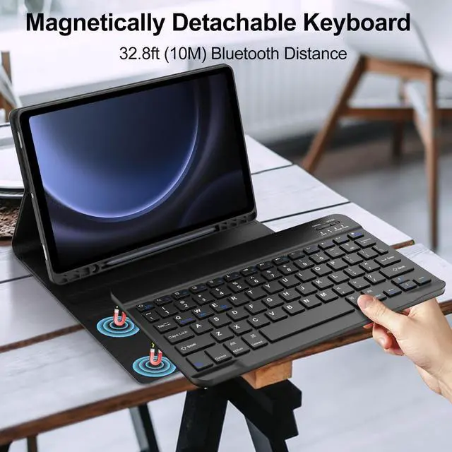 Alt view image 3 of 5 - Galaxy Tab S9 FE Case with Keyboard 5G 10.9 Inch 2023, Keyboard for Galaxy Tablet S9 11 Inch 2023, Detachable Bluetooth Keyboard with Pen Holder for Samsung Tab S9 11''/S9 FE 10.9'', Black