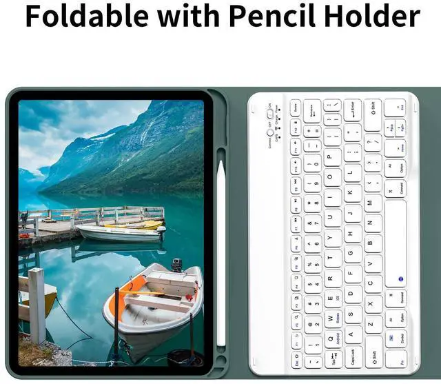 Alt view image 4 of 5 - BQDIYOO Case for iPad 11th/10th Generation with Keyboard, 11 inch A16/10.9" iPad 10 Case (2025/2022) with Pencil Holder, Wireless Keyboard and Slim Lightweight Soft Cover Auto Wake/Sleep, Dark Green