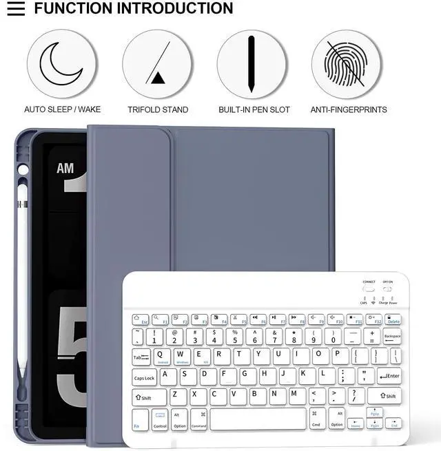Alt view image 3 of 5 - BQDIYOO Case for iPad 11th/10th Generation with Keyboard, 11 inch A16/10.9" iPad 10 Case (2025/2022) with Pencil Holder, Wireless Keyboard and Slim Lightweight Soft Cover Auto Wake/Sleep, Purple