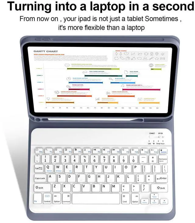 Alt view image 5 of 5 - BQDIYOO Case for iPad 11th/10th Generation with Keyboard, 11 inch A16/10.9" iPad 10 Case (2025/2022) with Pencil Holder, Wireless Keyboard and Slim Lightweight Soft Cover Auto Wake/Sleep, Purple