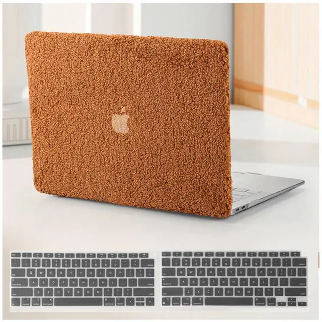 Main image of BYCeKe Compatible with MacBook Air 13 inch Case 2022, 2021-2018 M1 A2337 A2179 A1932,Cover for MacBook Air M1, Soft Fluffy Fuzzy Plush Faux Fur Hard Shell Case & Keyboard Cover for Mac Air 13, Brown