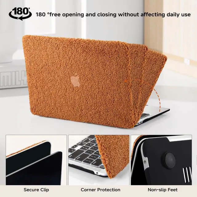 Alt view image 5 of 5 - BYCeKe Compatible with MacBook Air 13 inch Case 2022, 2021-2018 M1 A2337 A2179 A1932,Cover for MacBook Air M1, Soft Fluffy Fuzzy Plush Faux Fur Hard Shell Case & Keyboard Cover for Mac Air 13, Brown