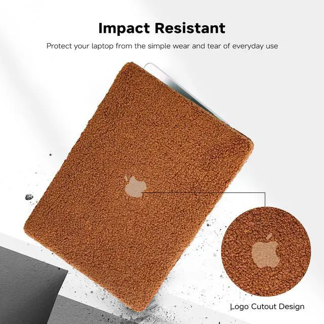 Alt view image 4 of 5 - BYCeKe Compatible with MacBook Pro 13 inch Case M2 2024 2023 2022-2016 A2338 M1 A2251 A2289 A2159 A1989 A1708 A1706 Touch Bar, Soft Fluffy Fuzzy Plush Faux Fur Hard Shell Case & Keyboard Cover, Brown
