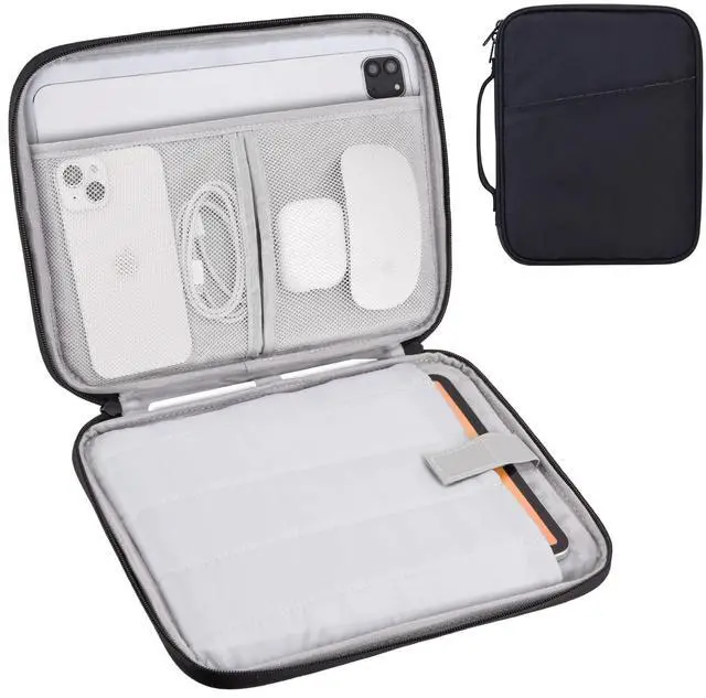 Alt view image 2 of 5 - 9-11 Inch Tablet Carrying Sleeve, Black(PU)+Black(Fabric), 2Pcs