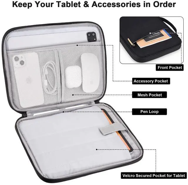 Alt view image 4 of 5 - 9-11 Inch Tablet Carrying Sleeve, Black(PU)+Black(Fabric), 2Pcs