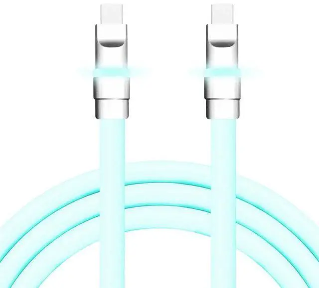Main image of chubbycable Neon Chubby - Fast Charge Cable with Smart Light RGB Color Gradual Light Up LED USB Charging Cable, Light Blue, Type-C to Type-C, 0.32 FT