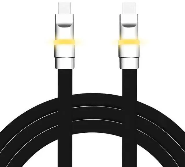 Main image of chubbycable Neon Chubby - Fast Charge Cable with Smart Light RGB Color Gradual Light Up LED USB Charging Cable, Black, Type-C to Type-C, 0.32 FT