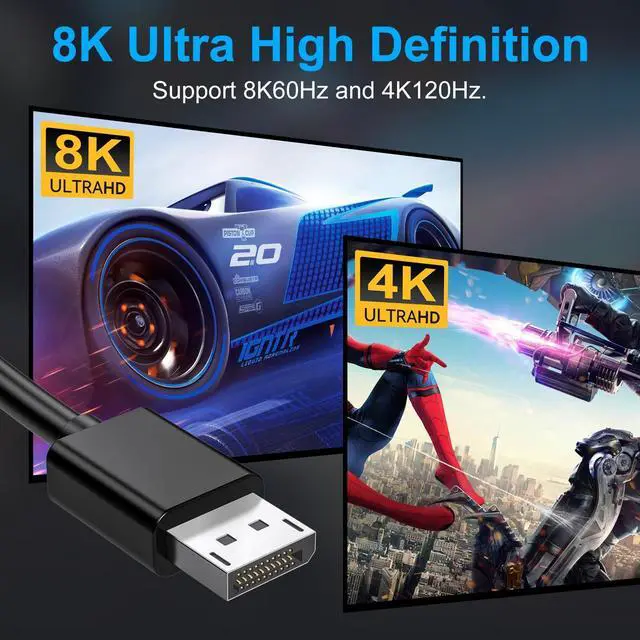 Alt view image 5 of 5 - 8K60Hz HDMI+DP KVM Switch 2 monitors 2 computers with 8K DisplayPort cable 1.4, DP to DP male-to-male gold-plated cable 3.3 ft. (8K60Hz, 4K144Hz) for 2 computers sharing 2 monitors and 1 set of keyboa