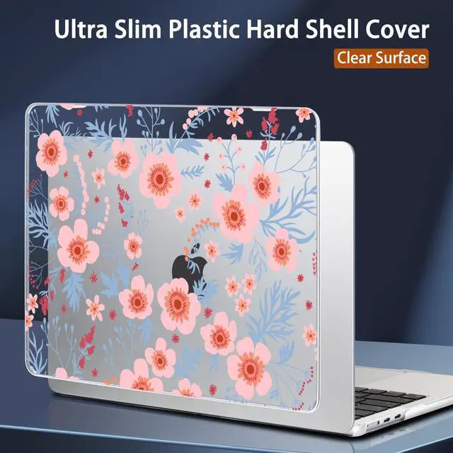Alt view image 3 of 5 - Conbovo Compatible with MacBook Air 13.6 inch 2025 2024 2023 2022 Case A3240 A3113 A2681, Plastic Hard Shell Case & Keyboard Skin & Screen Protector Type-C Adapter, Pink Florals