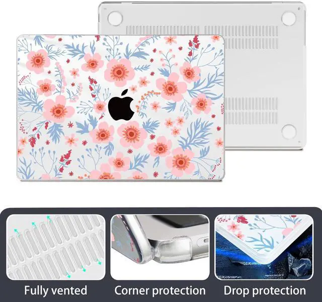 Alt view image 4 of 5 - Conbovo Compatible with MacBook Air 13.6 inch 2025 2024 2023 2022 Case A3240 A3113 A2681, Plastic Hard Shell Case & Keyboard Skin & Screen Protector Type-C Adapter, Pink Florals