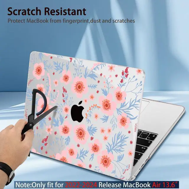 Alt view image 5 of 5 - Conbovo Compatible with MacBook Air 13.6 inch 2025 2024 2023 2022 Case A3240 A3113 A2681, Plastic Hard Shell Case & Keyboard Skin & Screen Protector Type-C Adapter, Pink Florals