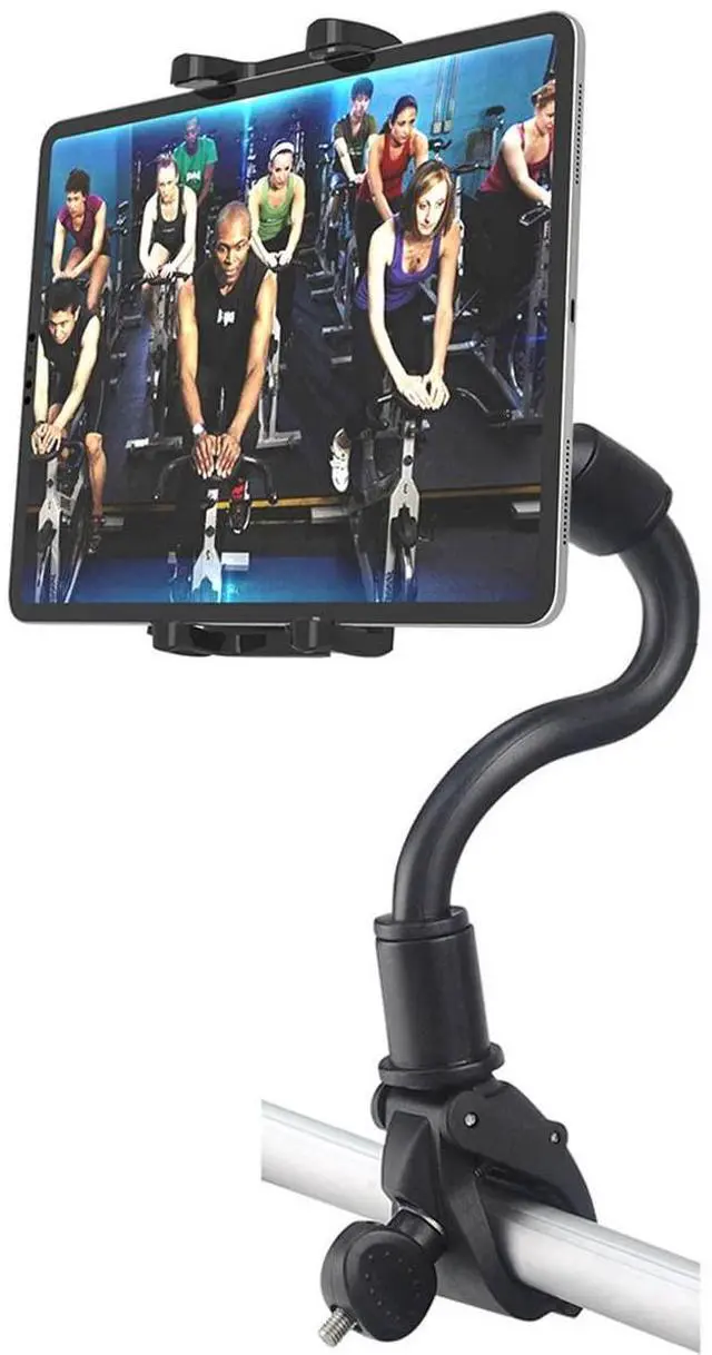 Main image of Cuxwill Tablet Holder Spin Bike Mount for 4-13" iPad Phone, 360deg Gooseneck Stand for Treadmill Stationary Exercise Bicycle, Indoor Cycling Clamp for iPad Pro Air Mini, Galaxy Z Fold, Fire HD, iPhone