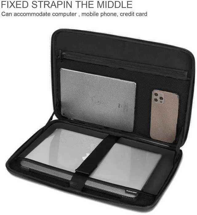 Alt view image 4 of 5 - DOMISO 15.6 inch Laptop Sleeve with Pouch Shockproof Computer Bag Waterproof EVA Protective Carrying Case for 15.6" Yoga 720 ThinkPad T570 IdeaPad 310 320/HP Envy 15/15.6" Notebooks, Black