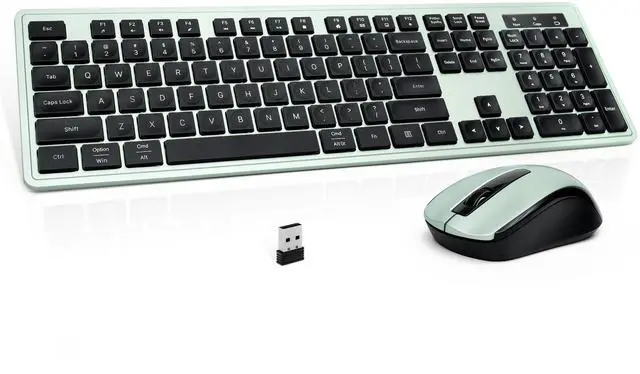 Main image of Wireless Keyboard and Mouse, 2.4GHz Cordless Keyboard Mouse Combo with Numeric Keypad, Plug and Play USB Receiver, Compatible with Windows, Mac, Laptop, and PC(Black Green)