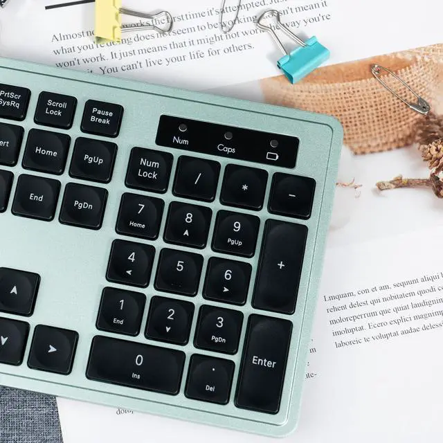 Alt view image 3 of 5 - Wireless Keyboard and Mouse, 2.4GHz Cordless Keyboard Mouse Combo with Numeric Keypad, Plug and Play USB Receiver, Compatible with Windows, Mac, Laptop, and PC(Black Green)
