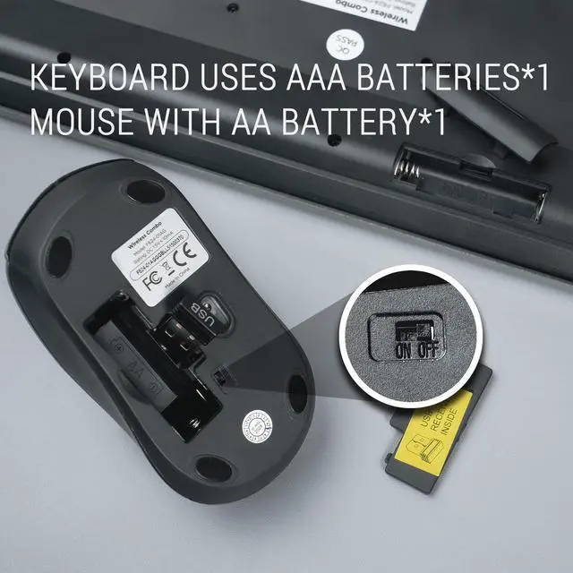 Alt view image 5 of 5 - Wireless Keyboard and Mouse, 2.4GHz Cordless Keyboard Mouse Combo with Numeric Keypad, Plug and Play USB Receiver, Compatible with Windows, Mac, Laptop, and PC(Black Green)