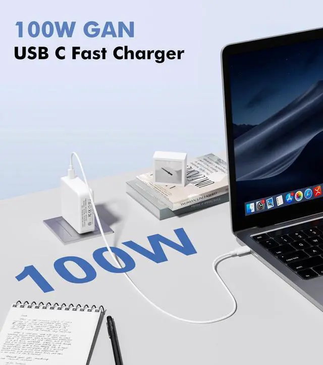 Alt view image 4 of 5 - USB C Laptop Charger 100W GaN Fast Charging Universal Replacement for MacBook Charger, HP, Dell XPS, Lenovo, Acer, ASUS, MSI Computer Tablet Phone Type C AC Adapter Power Cord 6.5ft 5A 45W 36W PD 3.0