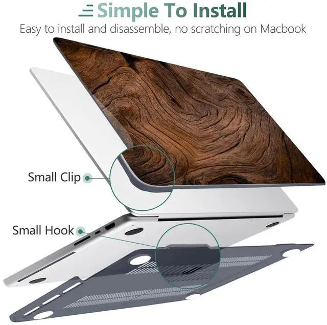 Alt view image 4 of 5 - DONGKE for M4 MacBook Pro 16 Inch Case 2024 2023 2021 A3403 A3186 M3 A2991 M2 A2780 M1 A2485 Pro/Max Chip, Plastic Hard Shell Case & Keyboard Cover for Mac Pro 16 with Touch ID, Wood Grain