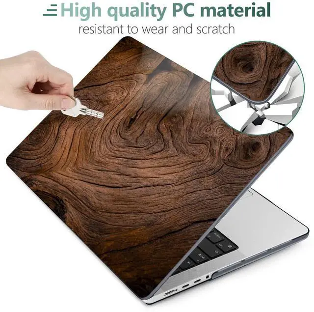 Alt view image 3 of 5 - DONGKE for M4 MacBook Pro 16 Inch Case 2024 2023 2021 A3403 A3186 M3 A2991 M2 A2780 M1 A2485 Pro/Max Chip, Plastic Hard Shell Case & Keyboard Cover for Mac Pro 16 with Touch ID, Wood Grain