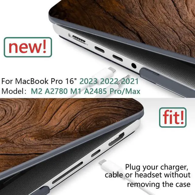 Alt view image 2 of 5 - DONGKE for M4 MacBook Pro 16 Inch Case 2024 2023 2021 A3403 A3186 M3 A2991 M2 A2780 M1 A2485 Pro/Max Chip, Plastic Hard Shell Case & Keyboard Cover for Mac Pro 16 with Touch ID, Wood Grain