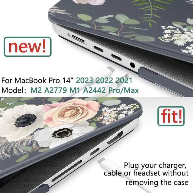 Alt view image 2 of 5 - DONGKE for M4 MacBook Pro 14 inch Case 2024 2023 2021 A3112 A3401 A3185 M3 A2918 A2992 M2 A2779 M1 A2442 Pro Max with Retina XDR Display & Touch ID, Plastic Hard Shell Cover, Dried Flowers