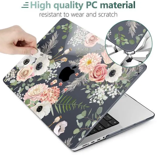 Alt view image 5 of 5 - DONGKE for M4 MacBook Pro 14 inch Case 2024 2023 2021 A3112 A3401 A3185 M3 A2918 A2992 M2 A2779 M1 A2442 Pro Max with Retina XDR Display & Touch ID, Plastic Hard Shell Cover, Dried Flowers