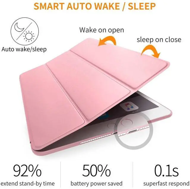 Alt view image 3 of 5 - DuraSafe Cases for iPad 9.7 Inch 6th Gen / 5th Gen [iPad 6 iPad 5 ] A1893 A1822 A1954 MRJN2LL/A MR7G2LL/A MR7F2LL/A MP2F2LL/A Ultra Smart Auto Sleep/Wake with Honeycomb TPU Back Cover - Rose Gold