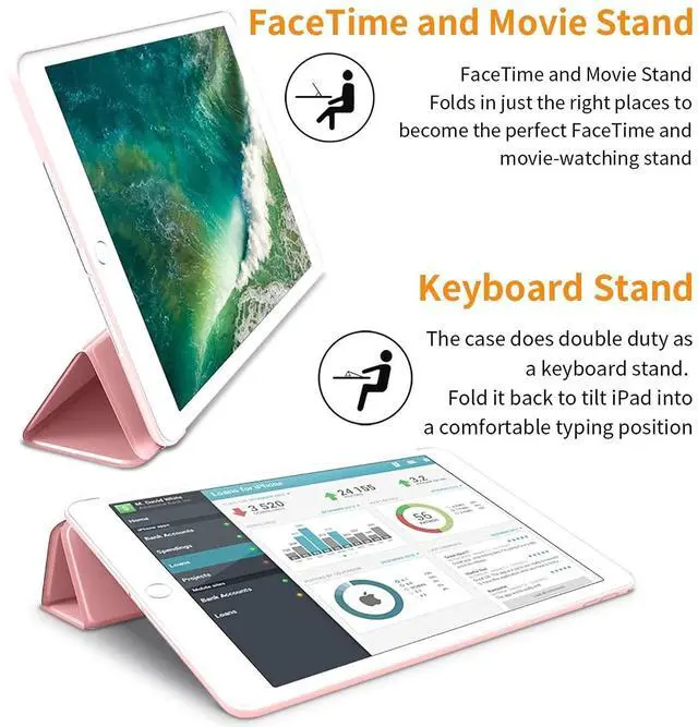 Alt view image 5 of 5 - DuraSafe Cases for iPad 9.7 Inch 6th Gen / 5th Gen [iPad 6 iPad 5 ] A1893 A1822 A1954 MRJN2LL/A MR7G2LL/A MR7F2LL/A MP2F2LL/A Ultra Smart Auto Sleep/Wake with Honeycomb TPU Back Cover - Rose Gold