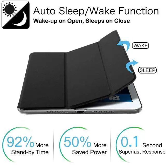 Alt view image 3 of 5 - DuraSafe Cases for iPad 9.7 Inch 6th Gen / 5th Gen [iPad 6 iPad 5 ] A1893 A1822 A1954 MRJN2LL/A MR7G2LL/A MR7F2LL/A MP2F2LL/A Ultra Slim Smart Auto Sleep/Wake PC Cover - Coal