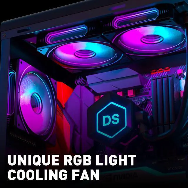 Alt view image 2 of 5 - DS 120MM Computer Cooling Fans for Chassis Case, with Mirror LED Tunnel Light Effect on The Side, RGB Fan with Mini Controller kit for PC Case (5 Pack Fans)
