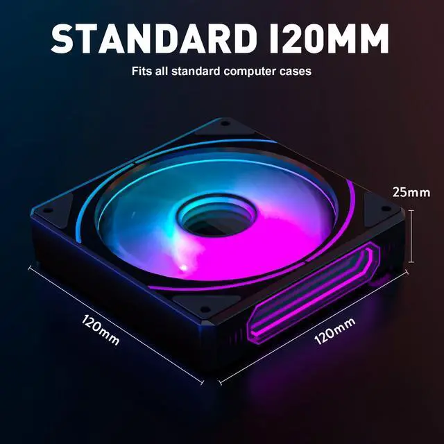 Alt view image 4 of 5 - DS 120MM Computer Cooling Fans for Chassis Case, with Mirror LED Tunnel Light Effect on The Side, RGB Fan with Mini Controller kit for PC Case (5 Pack Fans)