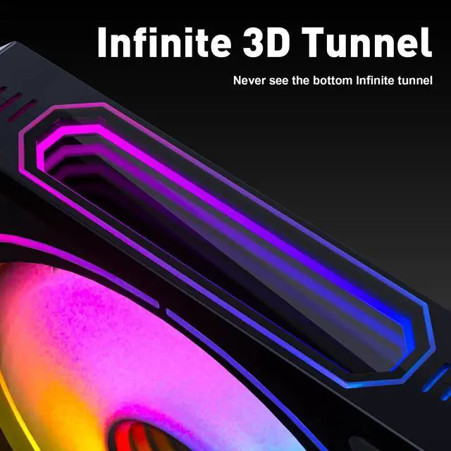 Alt view image 5 of 5 - DS 120MM Computer Cooling Fans for Chassis Case, with Mirror LED Tunnel Light Effect on The Side, RGB Fan with Mini Controller kit for PC Case (5 Pack Fans)