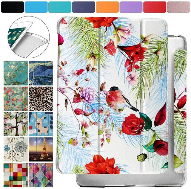 Main image of DuraSafe Cases for iPad 7.9 Inch Mini 3 Mini 2 Mini 1 Gen [Mini 3rd 2nd 1st ] A1599 A1489 A1432 MH3F2LL/A Shock Proof Magnetic Dual Angle Stand with Honeycomb Pattern Printed Cover - Birds & Flowers