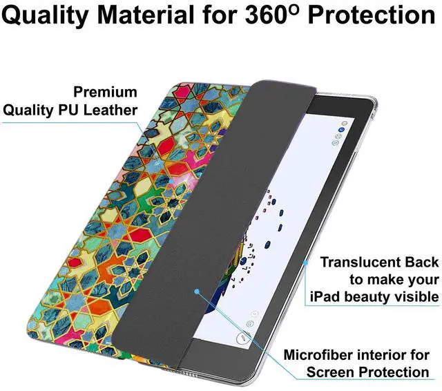 Alt view image 5 of 5 - DuraSafe Cases for iPad 9th 2021 8th 2020 7th 2019 Gen [iPad 9 iPad 8 iPad 7 ] 10.2 Inch A2602 A2270 A2197 MK663LL/A MK673LL/A MYN62LL/A Printed Lightweight PC Clear Flip Back Cover - Damask