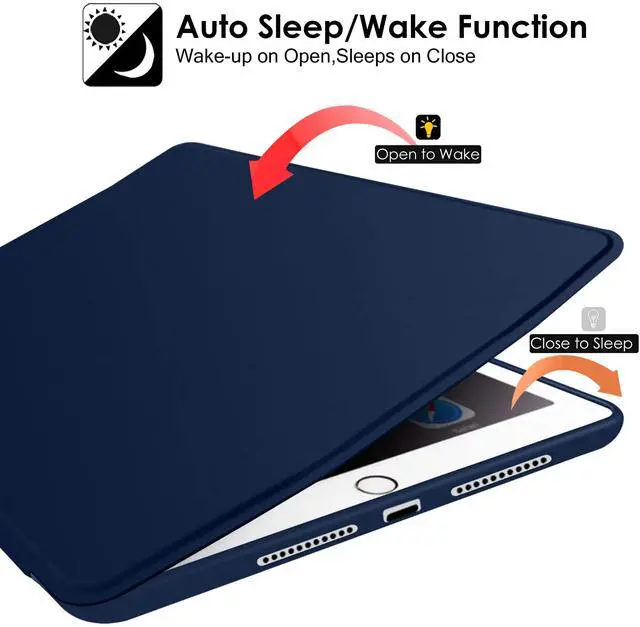 Alt view image 3 of 5 - DuraSafe Cases for iPad 5th 2017 6th 2018 Gen 9.7 Inch [iPad 5 6 Gen ] A1893 A1954 A1822 A1823 Full Body Protective Soft Back Cover with Wake/Sleep Feature - Navy Blue